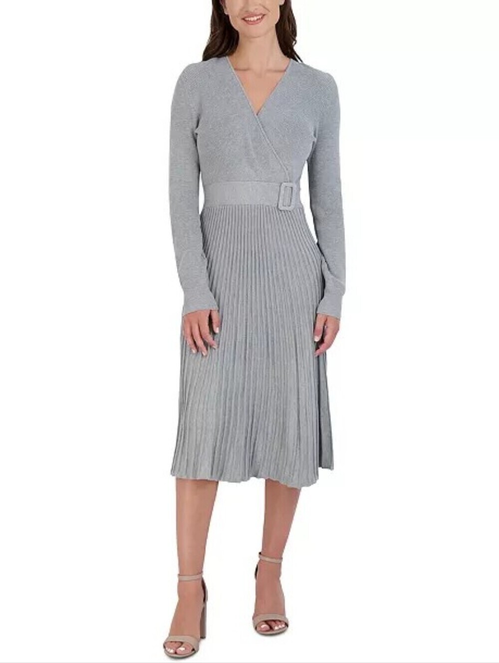 Signature By Robbie Bee Gray Belted Sweater Dress XL - Picture 3 of 11